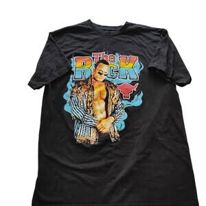 2024 WWE The Rock Graphic Tshirt Short Sleeve L Black Wrestling Fans Sport